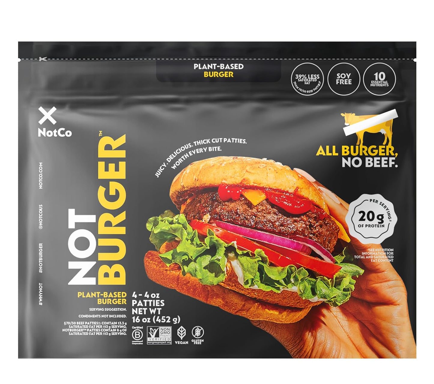 NotCo, Plant-Based NotBurger 4 Patties 16oz (Frozen)