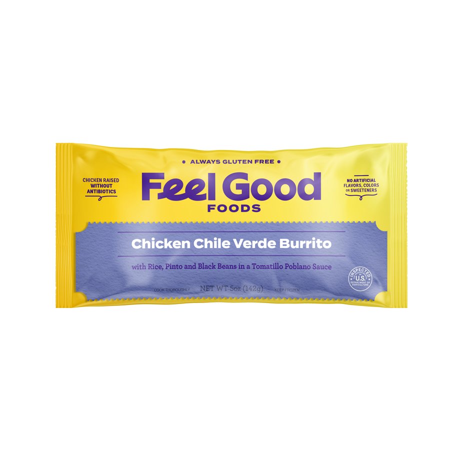 Feel Good Foods, Gluten Free Chicken Chile Verde Burrito 5oz (Frozen)