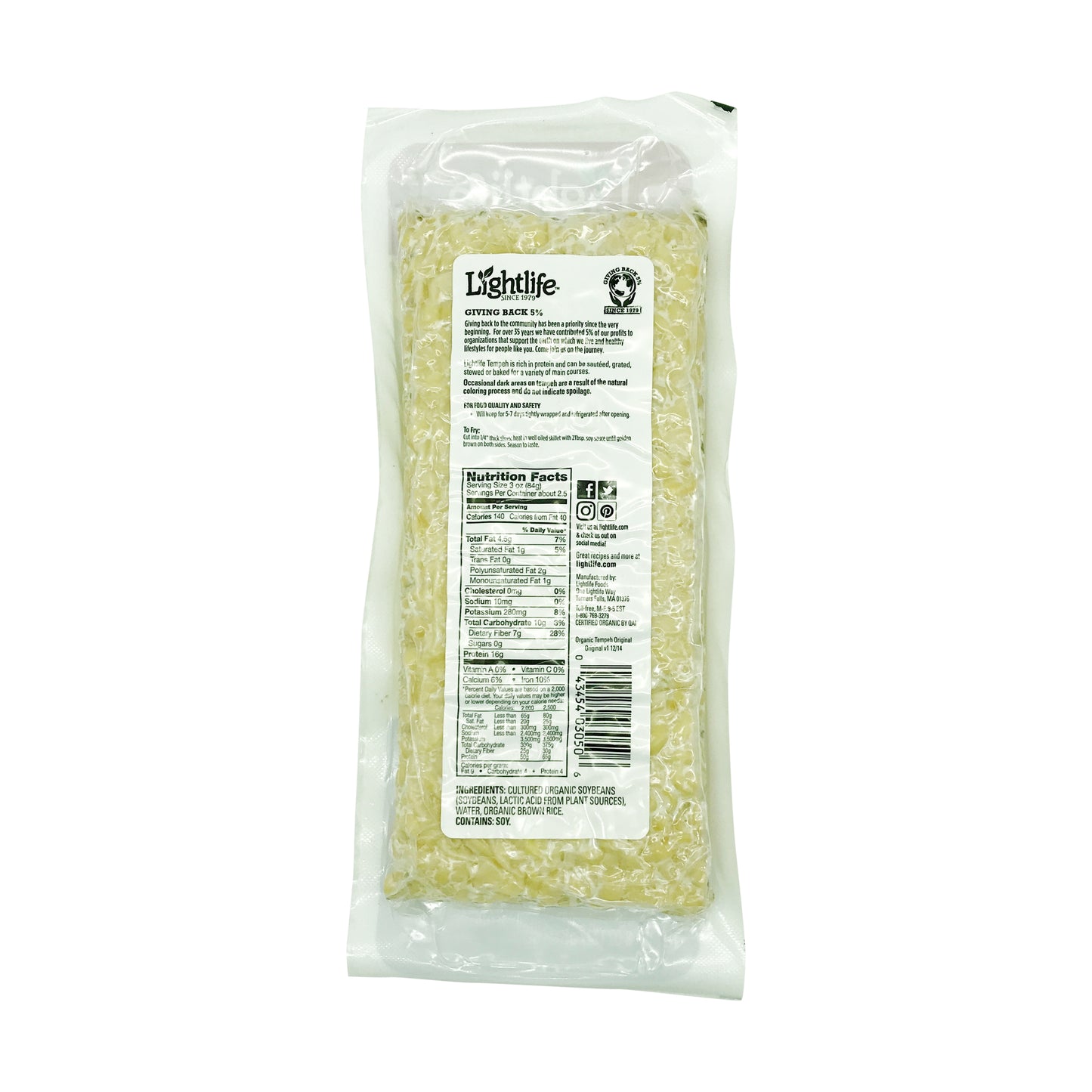Lightlife, Organic Original Soy Tempeh 8 oz (Frozen)