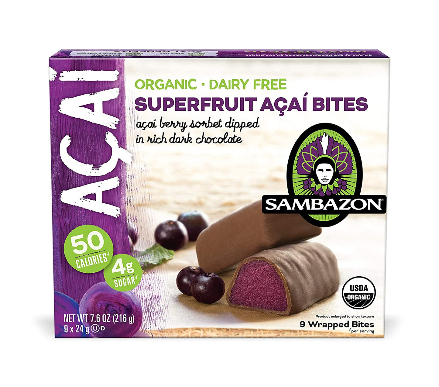 Sambazon, Chocolate Superfruit Acai Bites 7.6 oz (Frozen)