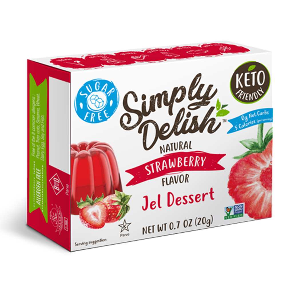 Simply Delish, Natural Strawberry Flavor Jel Dessert 0.7oz 純素啫喱粉草莓味
