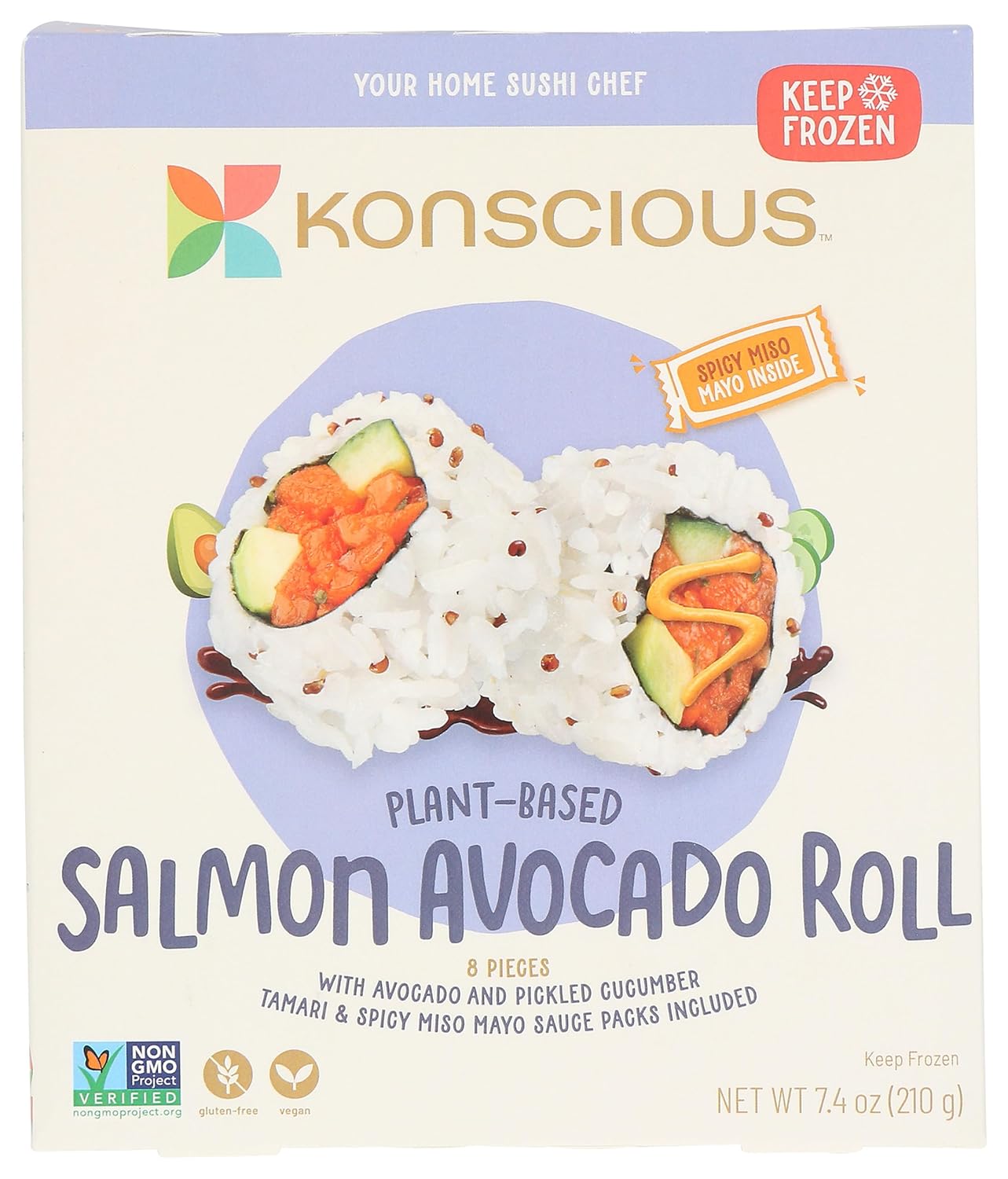 [Promo] Konscious, Vegan Salmon Avocado Rolls 7.4oz (Frozen)