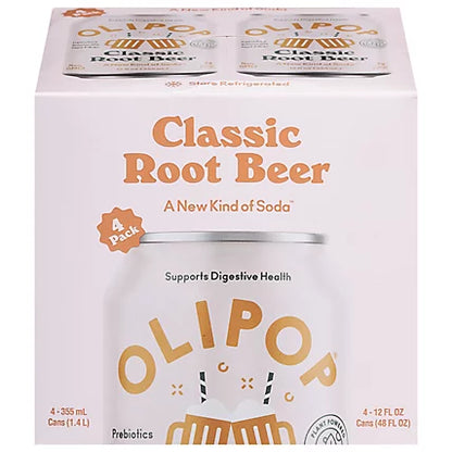 OLIPOP, Classic Root Beer Sparkling Tonic 12oz - 4 cans pack