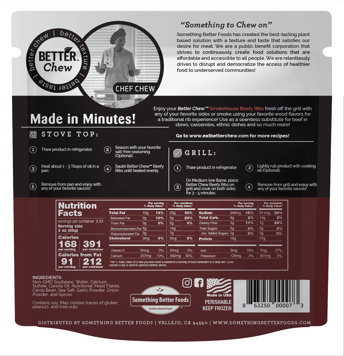 Better Chew, Plant-Based Smokehouse Beefy Ribs 7oz (Frozen)純素牛肋排煙燻風味