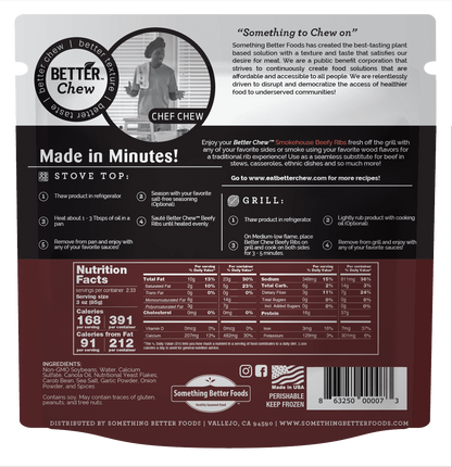 Better Chew, Plant-Based Smokehouse Beefy Ribs 7oz (Frozen)純素牛肋排煙燻風味