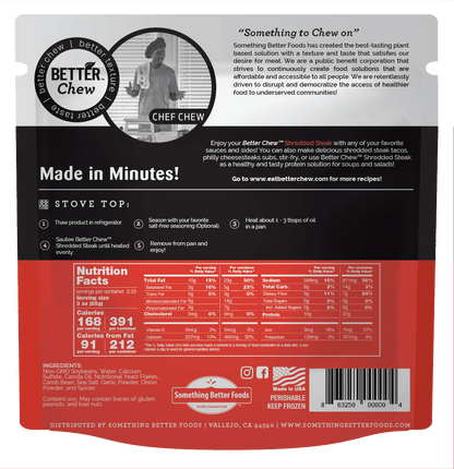 Better Chew, Plant-Based Original Shredded Steak 7oz (Frozen)