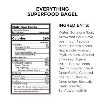 Queen St. Bakery, Vegan Gluten Free Superfood Bagels Everything 16.37oz (Frozen)