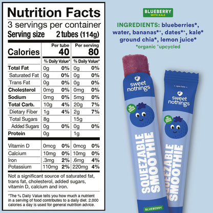 [Promo] Sweet Nothings, Blueberry Kale Kids' Frozen Squeezable Smoothies 6ct/12oz (Frozen)