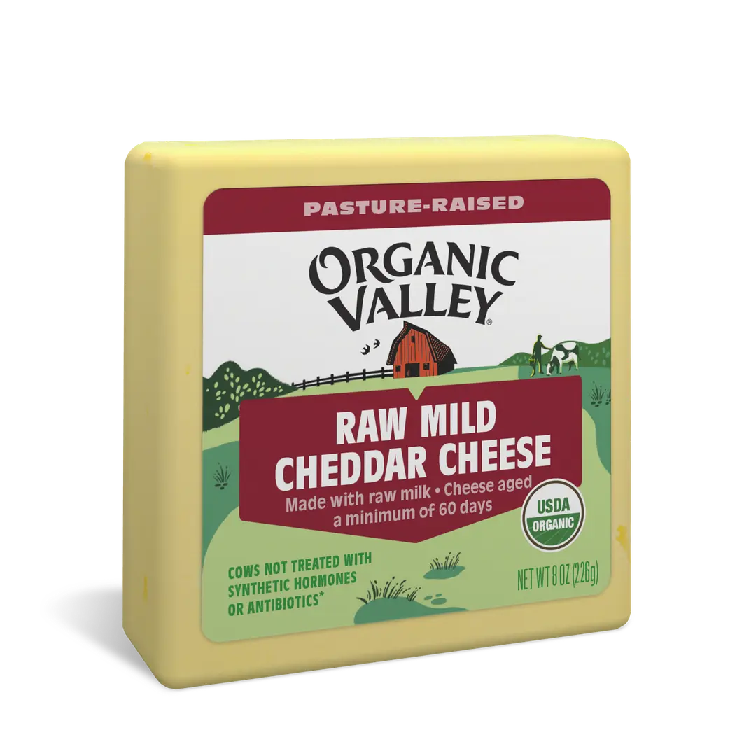Organic Valley, Raw Mild Cheddar Cheese Block 8oz (Chill)