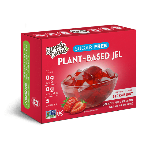 Simply Delish, Natural Strawberry Flavor Jel Dessert 0.7oz 純素啫喱粉草莓味