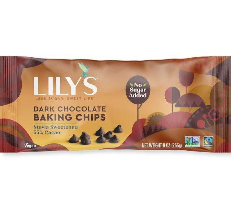 Lily's Sweets, Stevia Sweetened Gluten Free Dark Chocolate Baking Chips 9oz (chill)