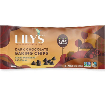 Lily's Sweets, Stevia Sweetened Gluten Free Dark Chocolate Baking Chips 9oz (chill)