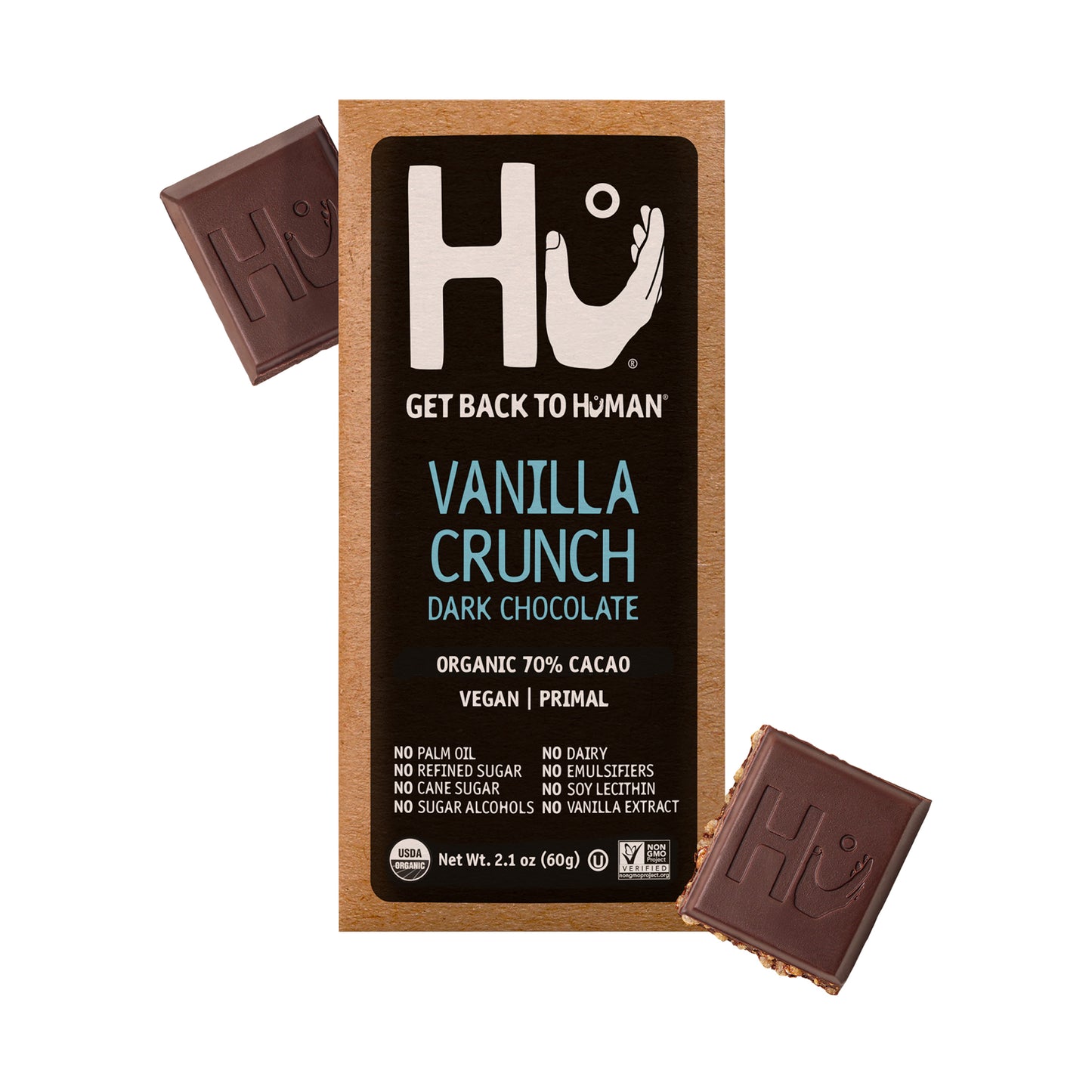 Hu Kitchen, Vanilla Crunch Dark Chocolate Bar 2.1oz (chill)