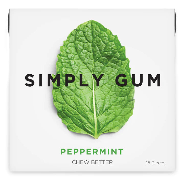 Simply Gum, Peppermint Mints Chewing Gum 15pc “best by 4jun24”