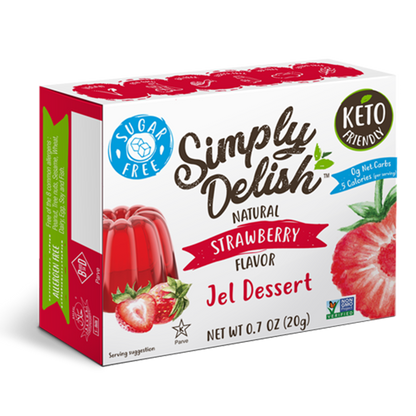 Simply Delish, Natural Strawberry Flavor Jel Dessert 0.7oz 純素啫喱粉草莓味