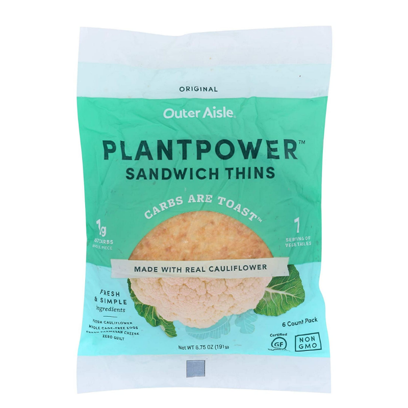 Outer Aisle, Cauliflower Sandwich Thins Original 6.75oz (Frozen)