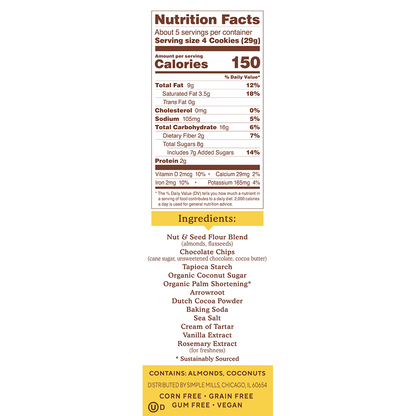 Simple Mills, Crunchy Double Chocolate Cookies 5.5oz