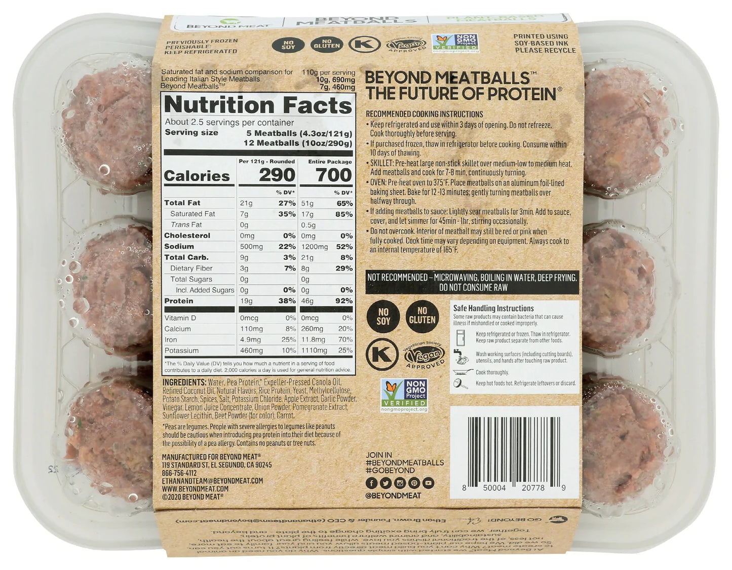 Beyond Meat, Plant-based Meatballs Italian Style 10oz (Frozen)